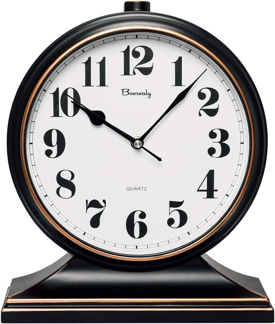 Black and Gold 10-Inch Retro Silent Quartz Table Clock