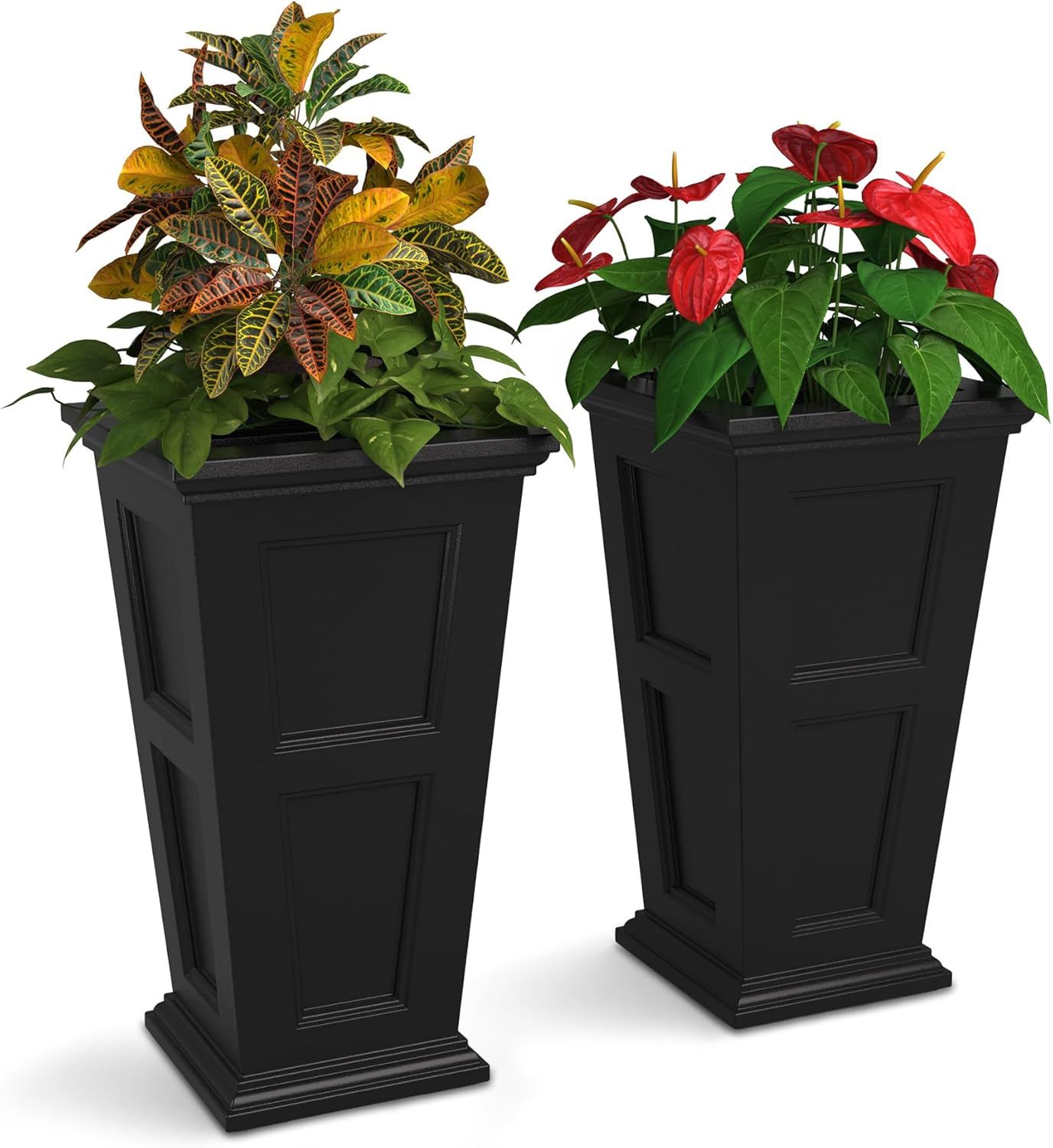 Fairfield Black Polyethylene Tall Self-Watering Planter Set