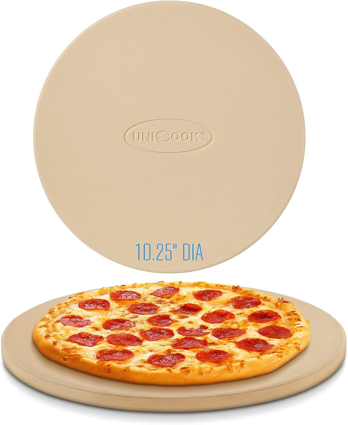 10.25 Inch Beige Cordierite Round Pizza Stone