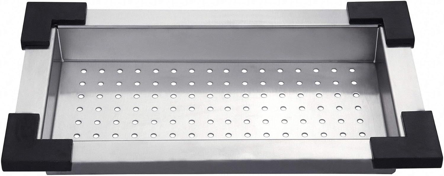 Stainless Steel Rectangular Colander with Black Cushions