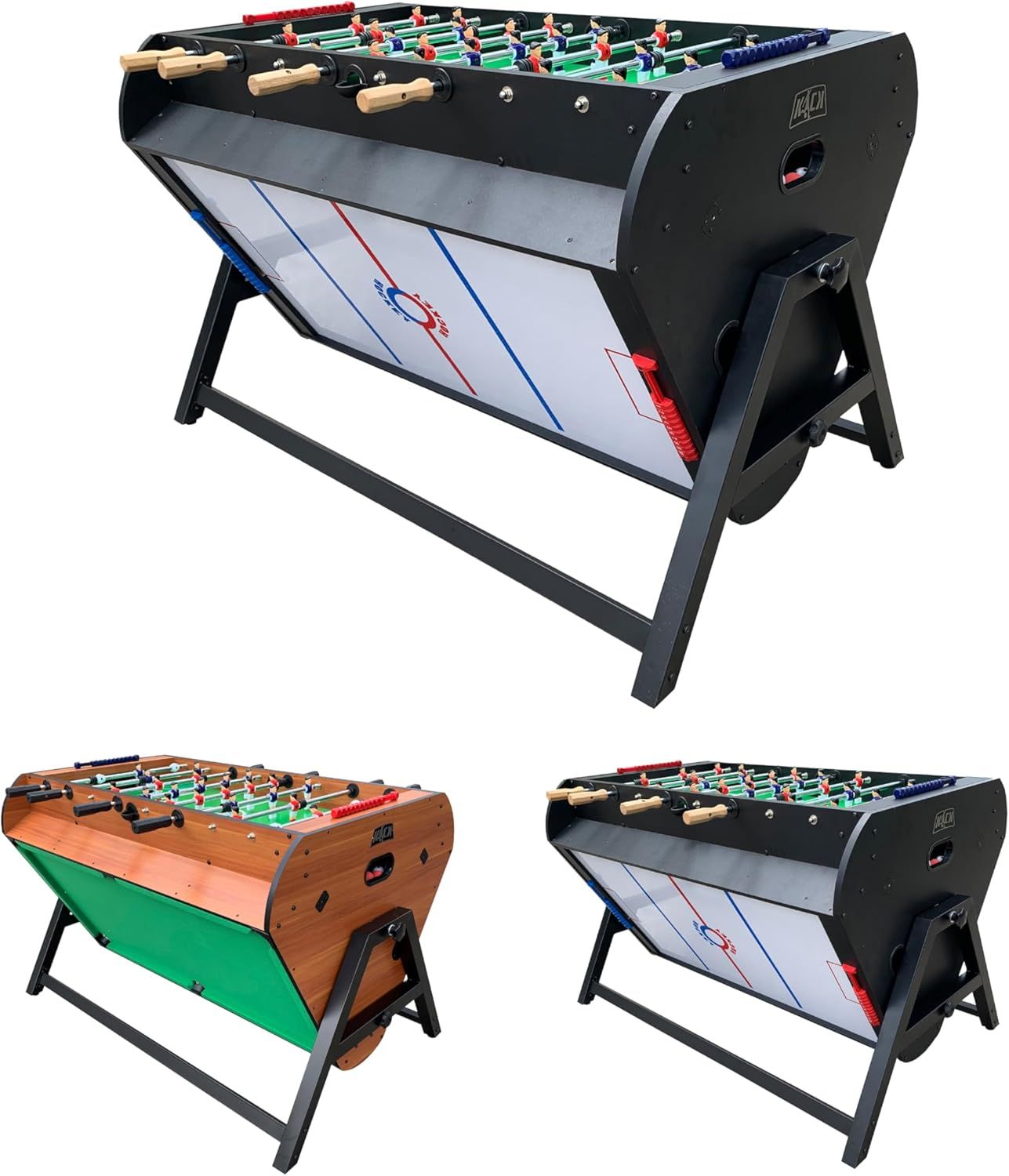 Triplex 55" Black and Wood 3-in-1 Rotating Game Table