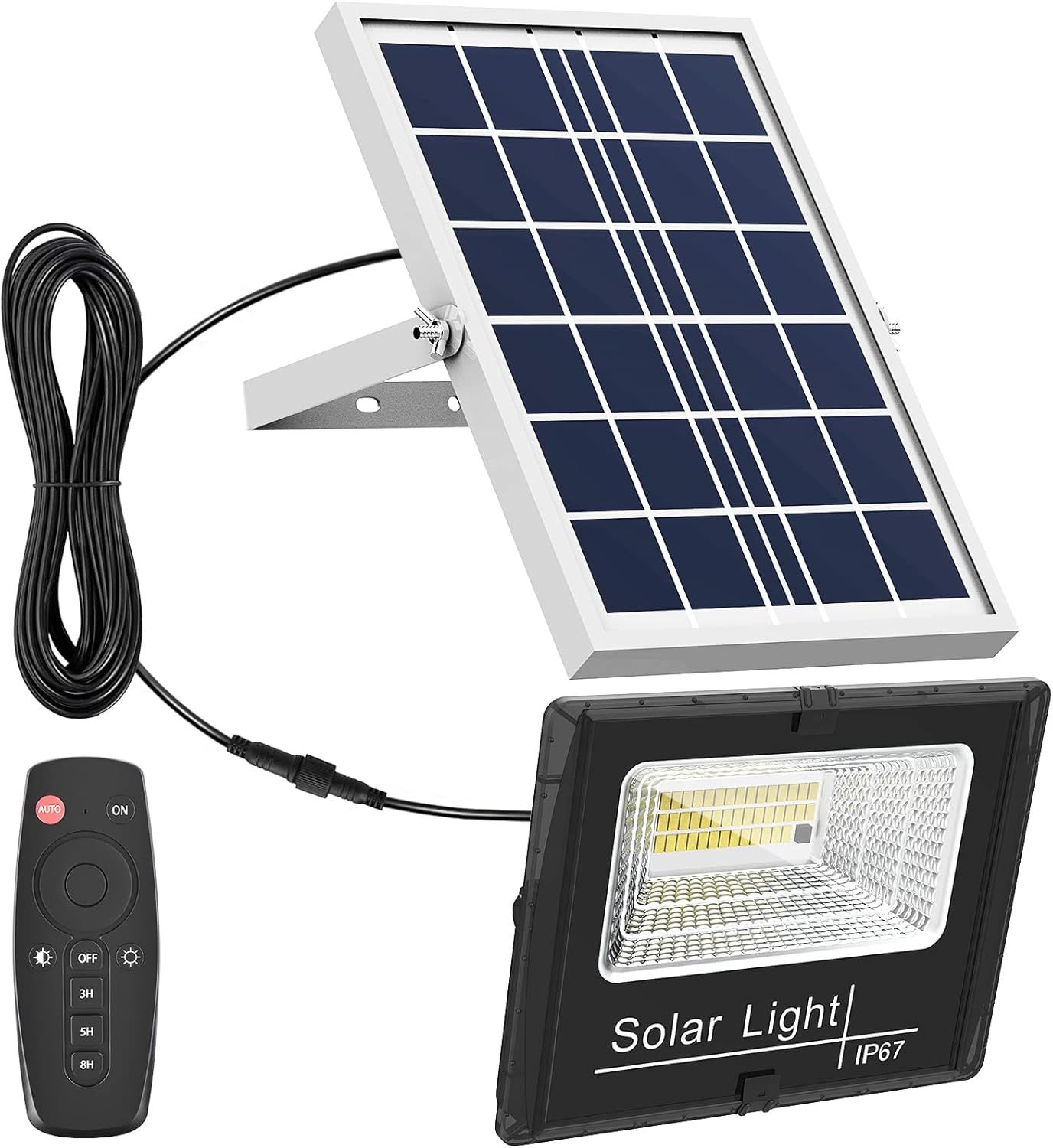 6000K Bright White Solar Flood Light with Remote and Auto On/Off