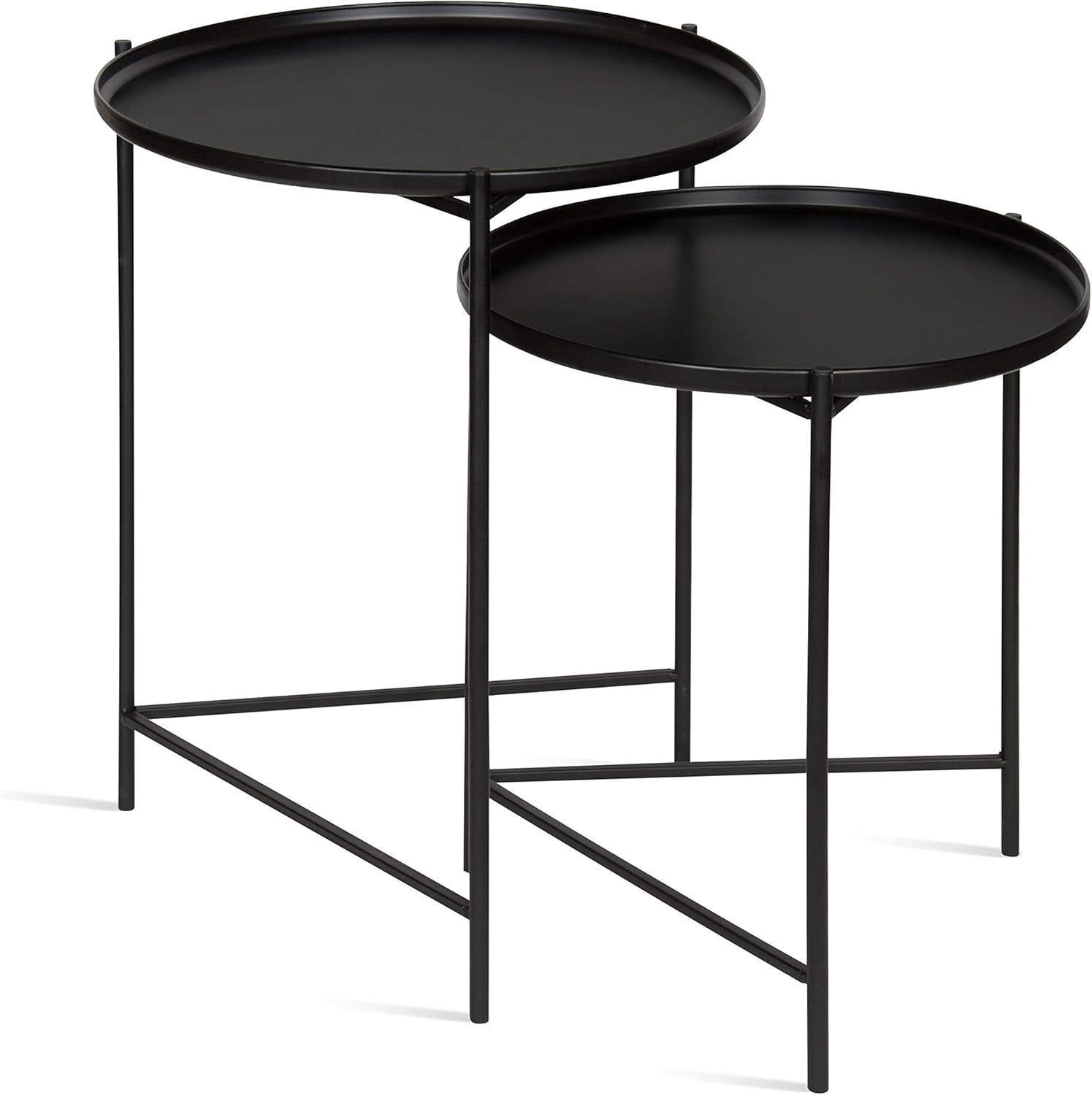 Ulani Modern Round Nesting Tables with Mango Wood and Metal Frame
