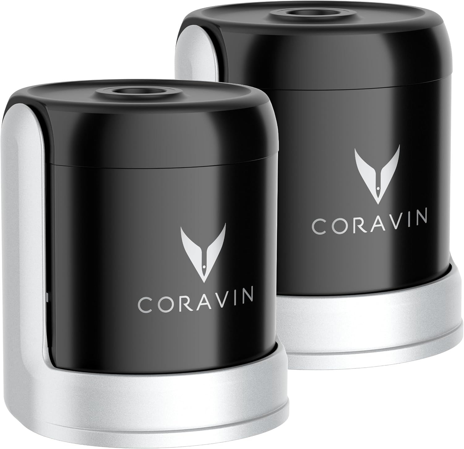 Coravin Black and Silver Sparkling Wine Stoppers Set