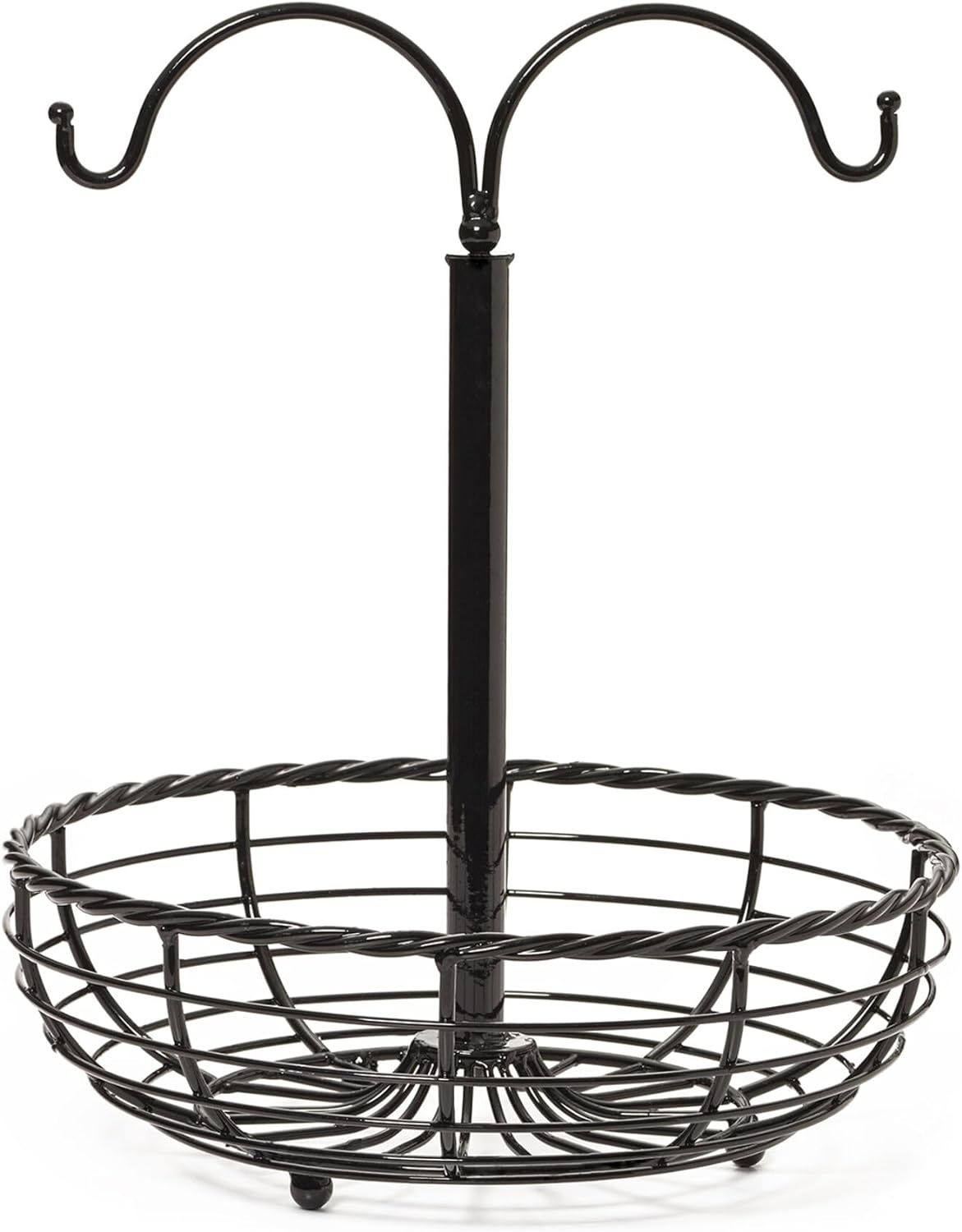 Black Iron Rope Design Fruit Basket with Double Banana Hook