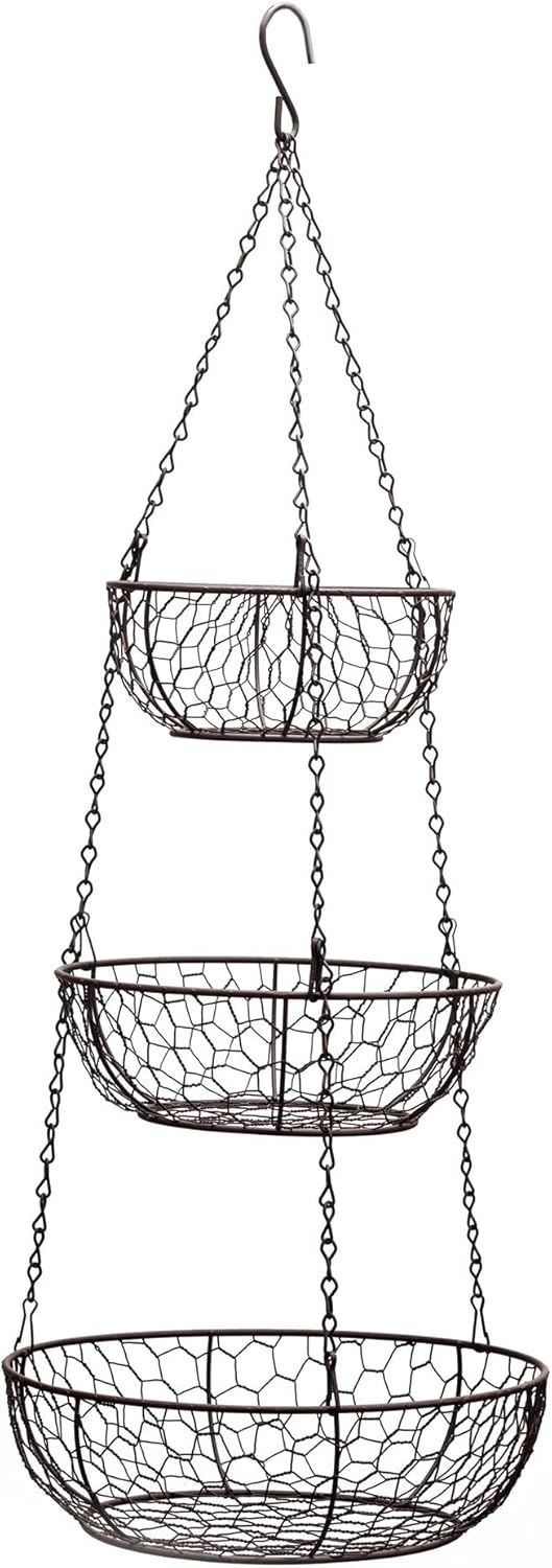 Bronze Metal 3-Tier Hanging Wire Baskets