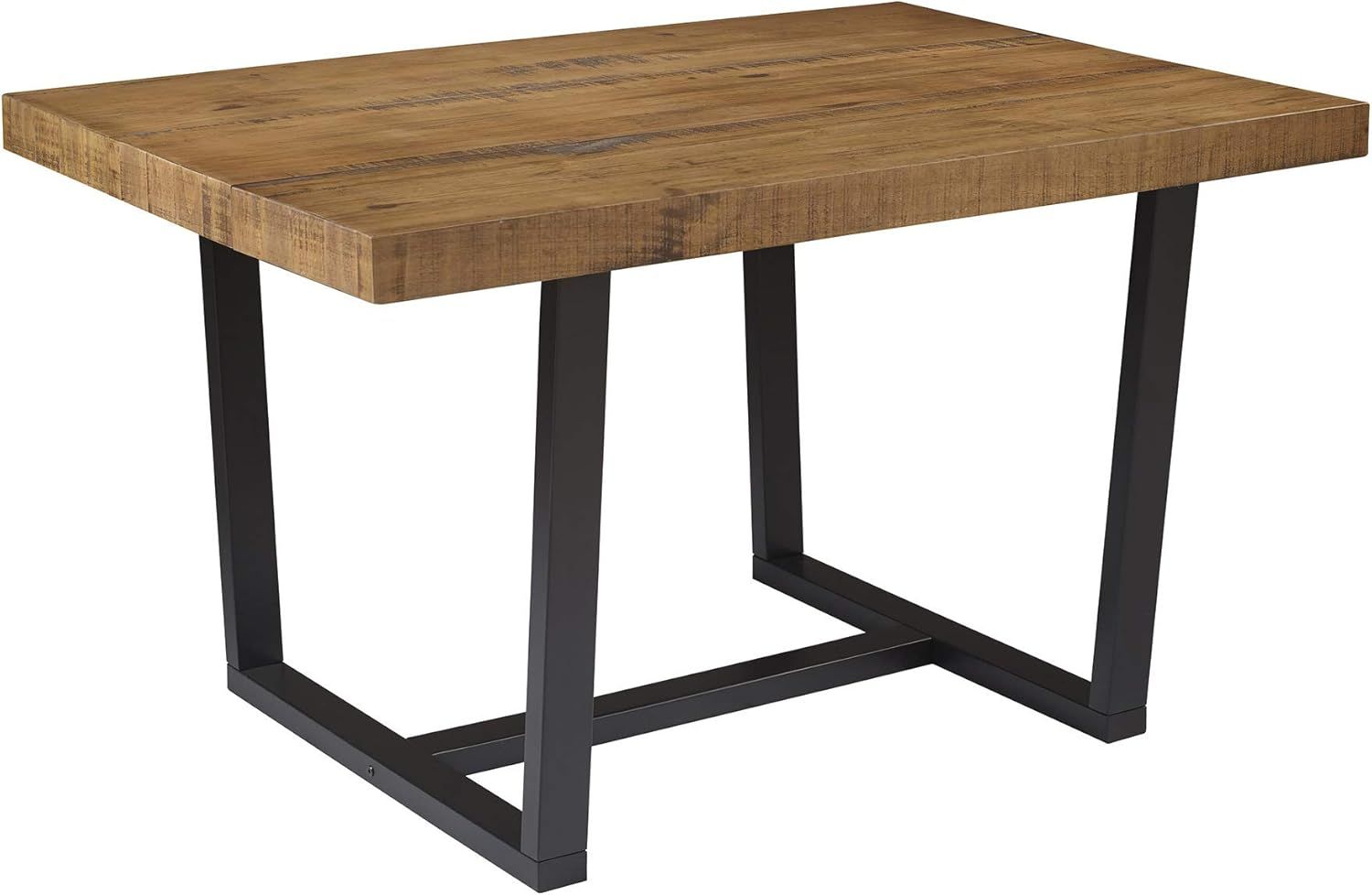 Rustic Oak 72" Solid Wood Dining Table with Black Base