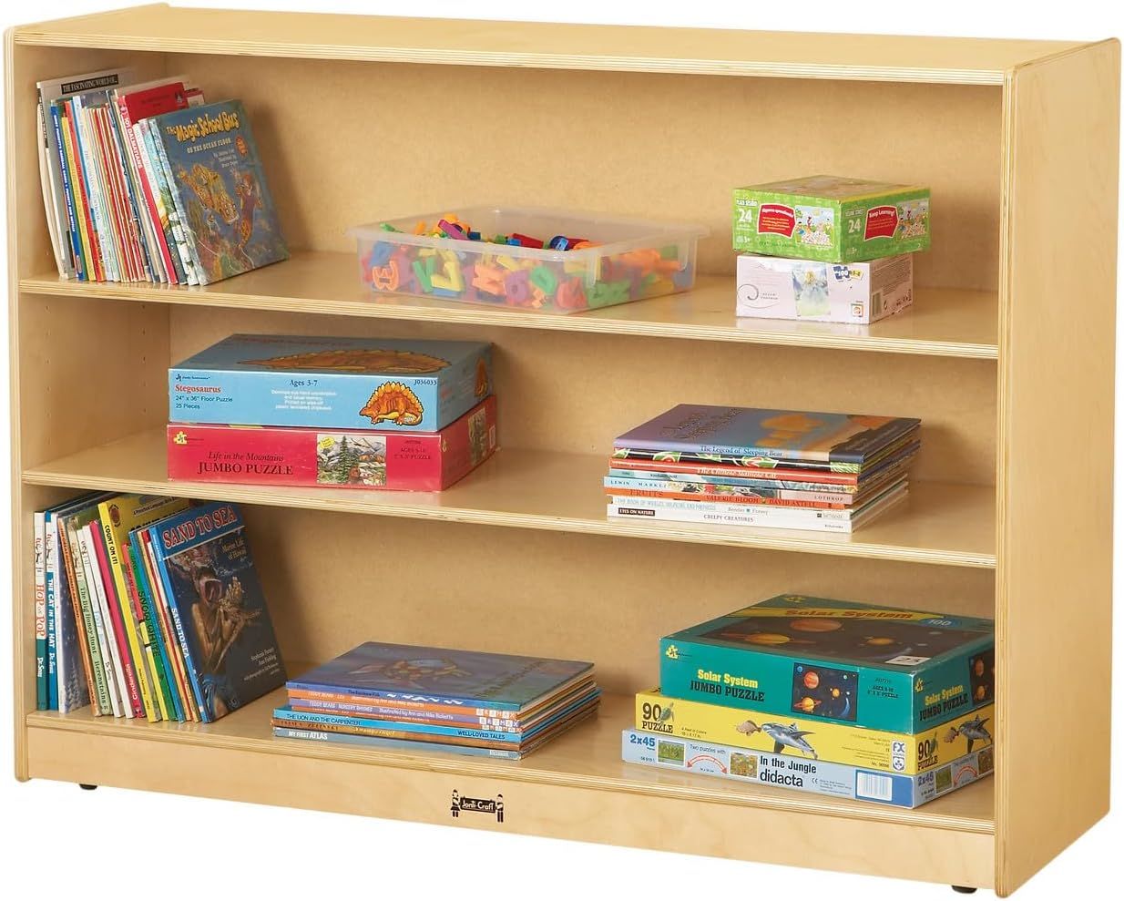 Adjustable Baltic Birch Kids Mobile Bookcase with Shelves