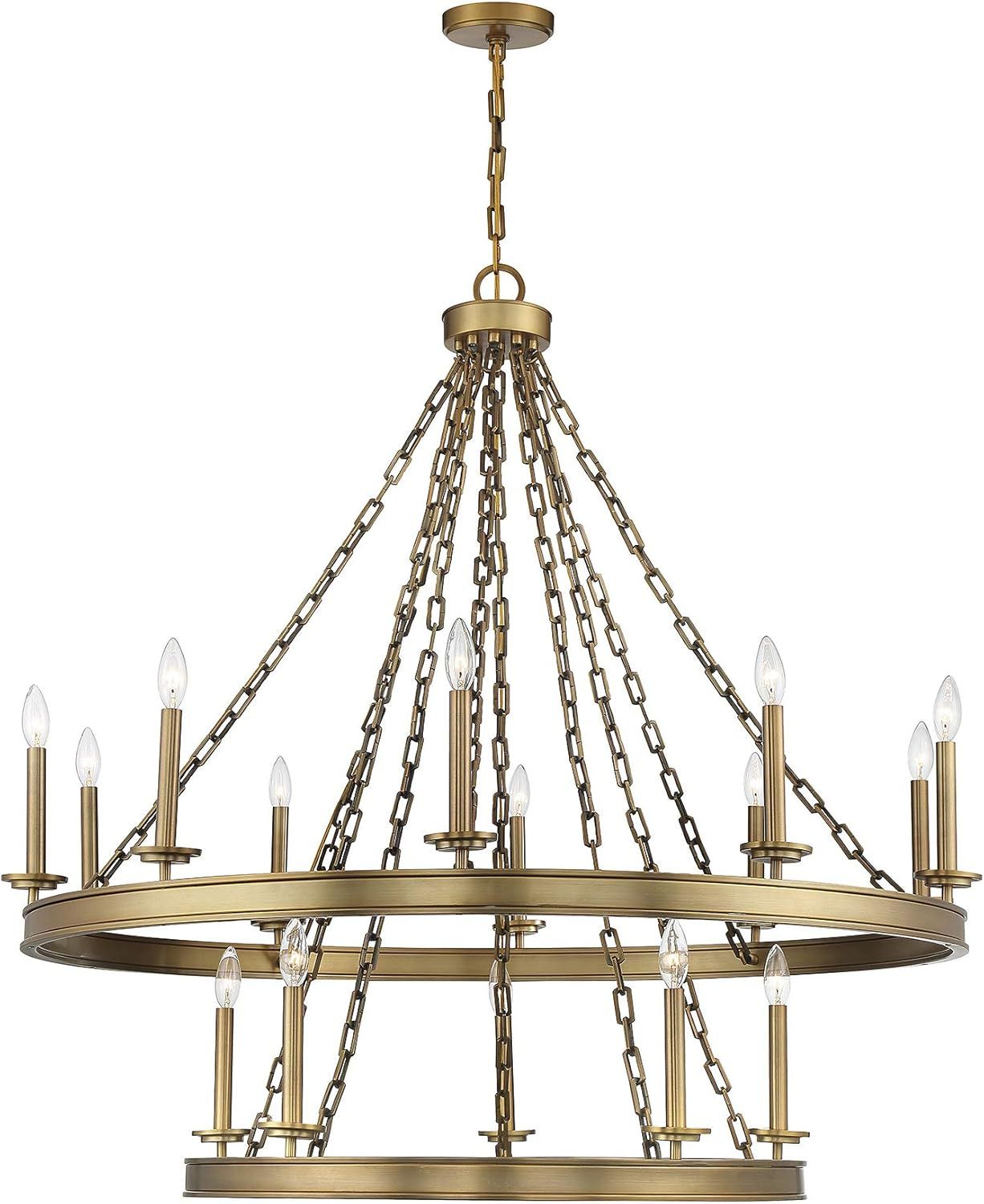 Seville Warm Brass Elegance 15-Light Tiered Chandelier