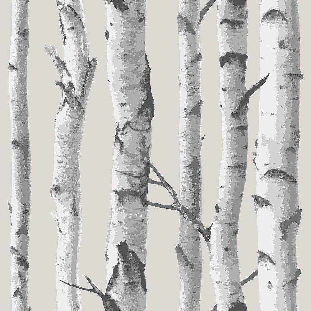 Grey Birch Tree Peel and Stick Vinyl Wallpaper