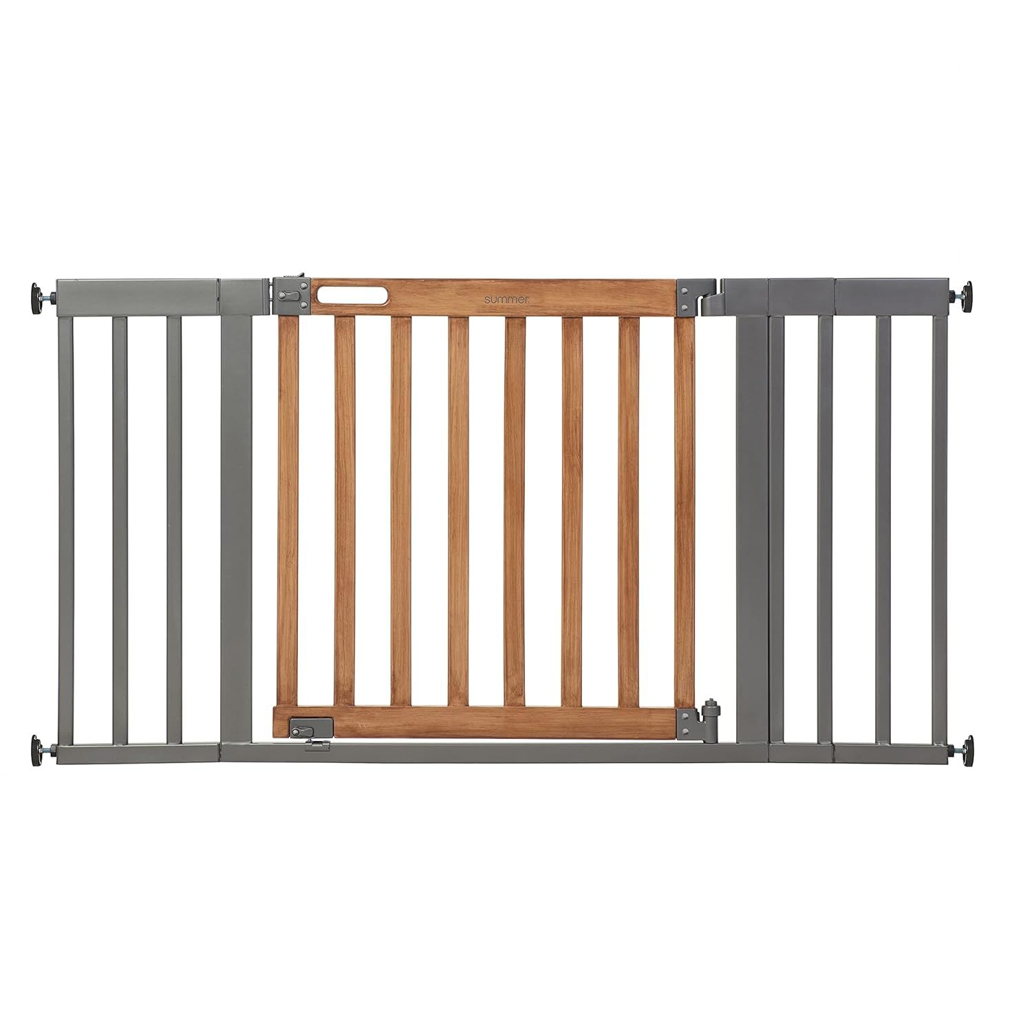 Extra Wide Honey Oak and Metal Safety Gate with Auto-Close