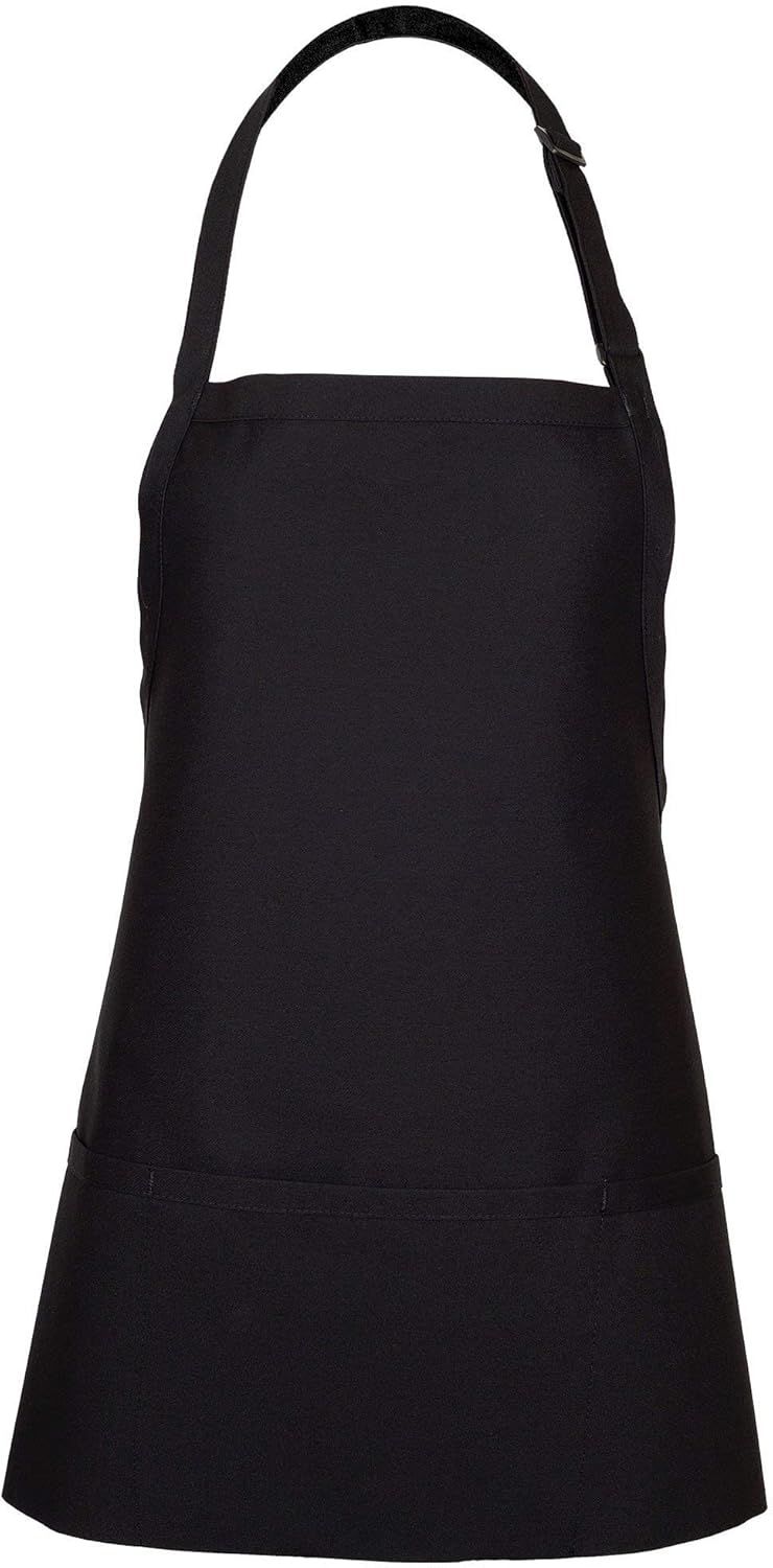 Black Adjustable Neck Unisex Bib Apron with Pockets