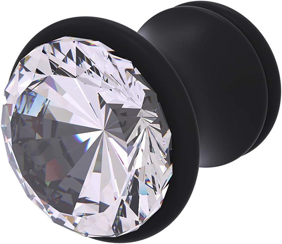 Matte Black Brass Crystal Cabinet Knob with Mounting Hardware