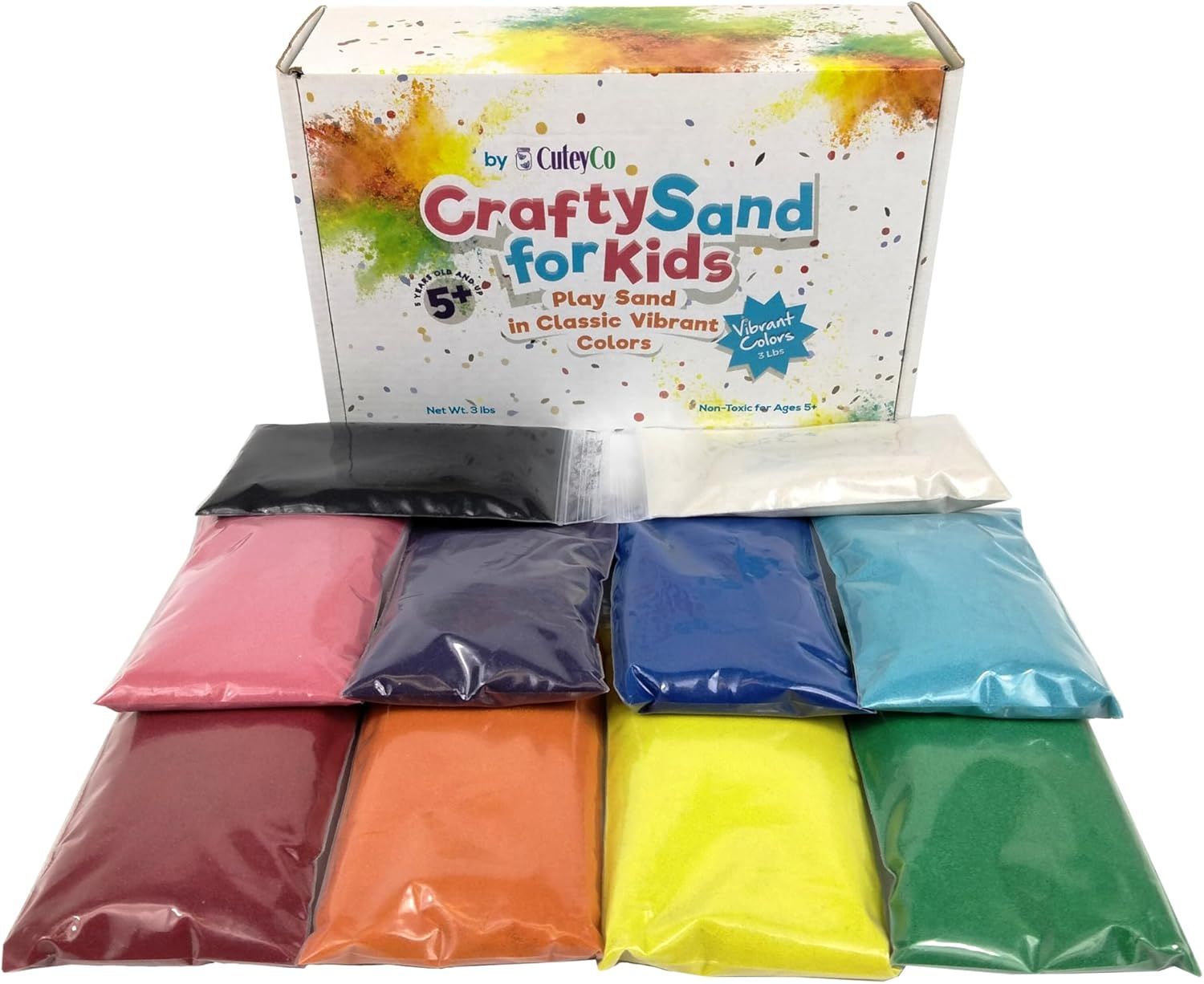 Crafty Sand Kit for Kids - 10 Vibrant Colors, 3 lbs