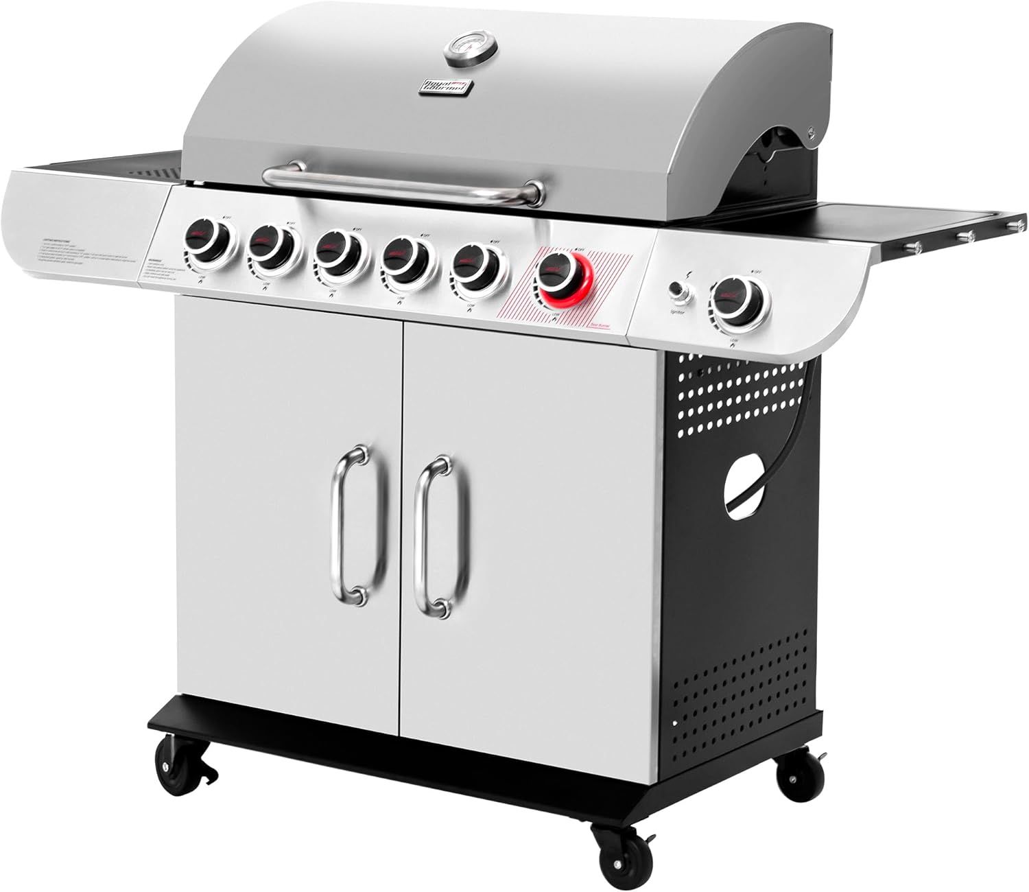 Stainless Steel 6-Burner Propane Gas Grill with Side Burner