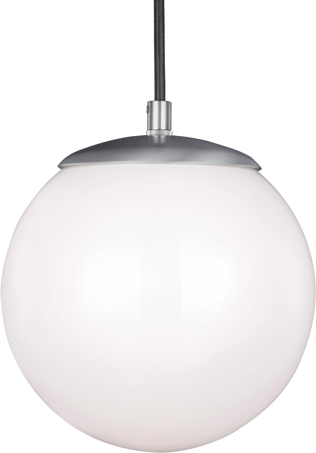 Leo Satin Aluminum 8" Globe Pendant with White Glass Diffuser