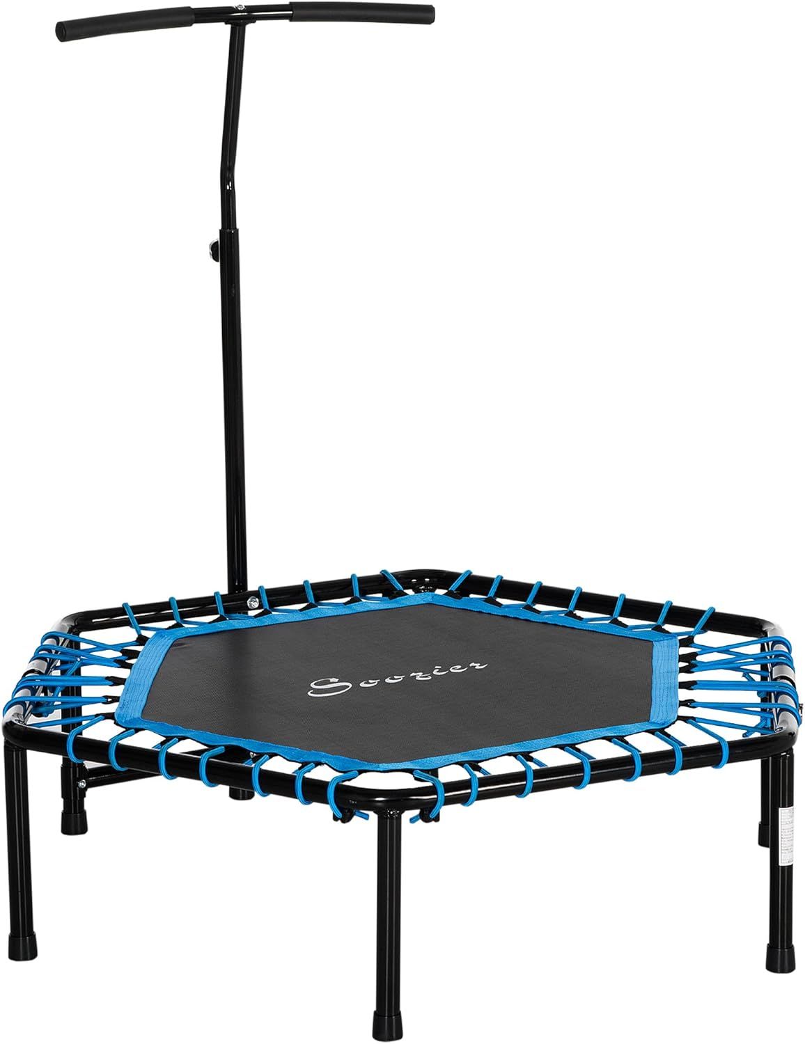 Kids' Blue Hexagon Fitness Trampoline with Adjustable Bar