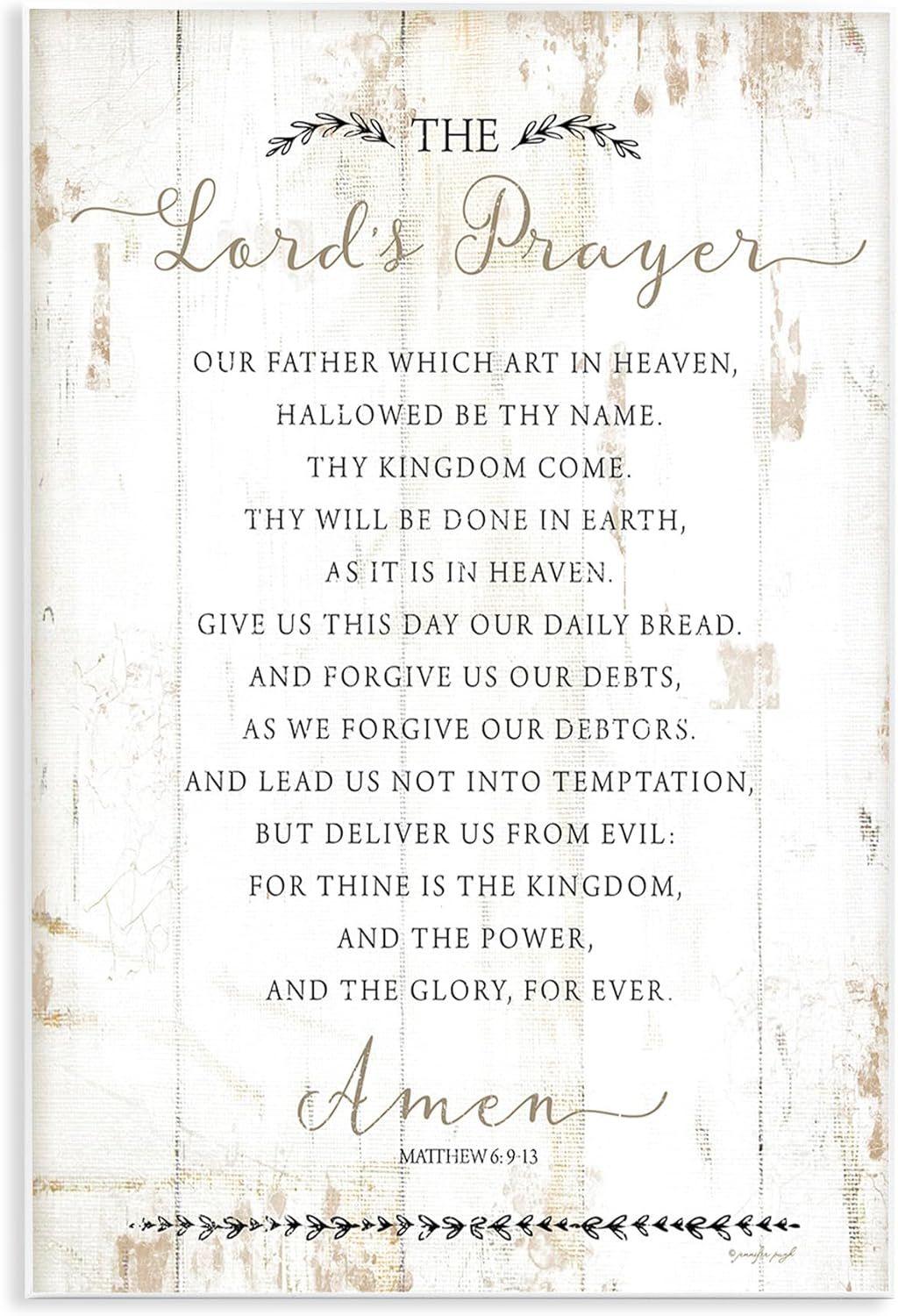 Rustic Distressed White Wood Lord's Prayer Wall Plaque