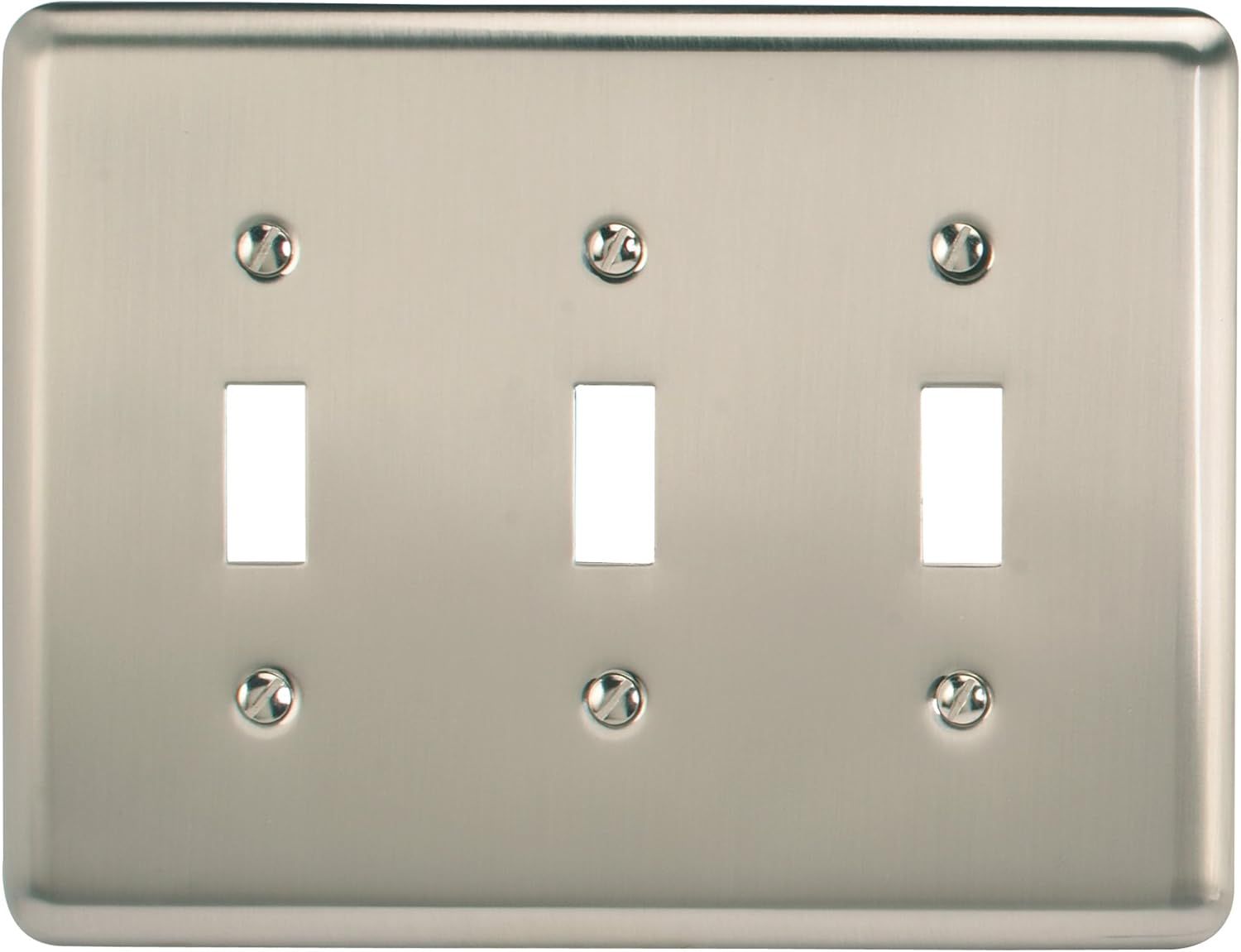 Brushed Nickel Triple Toggle Steel Wall Plate