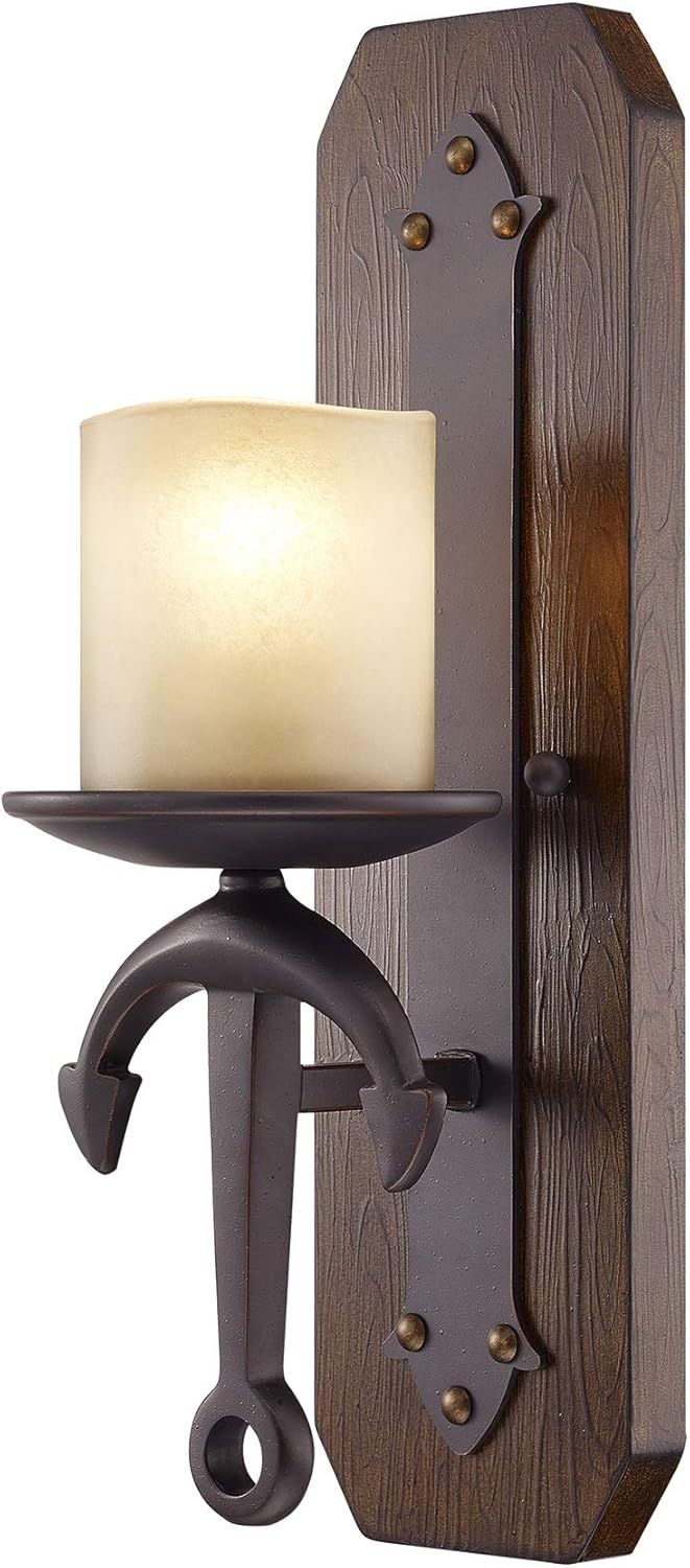 Olde Bronze Nautical Anchor Wall Sconce with Satin Glass