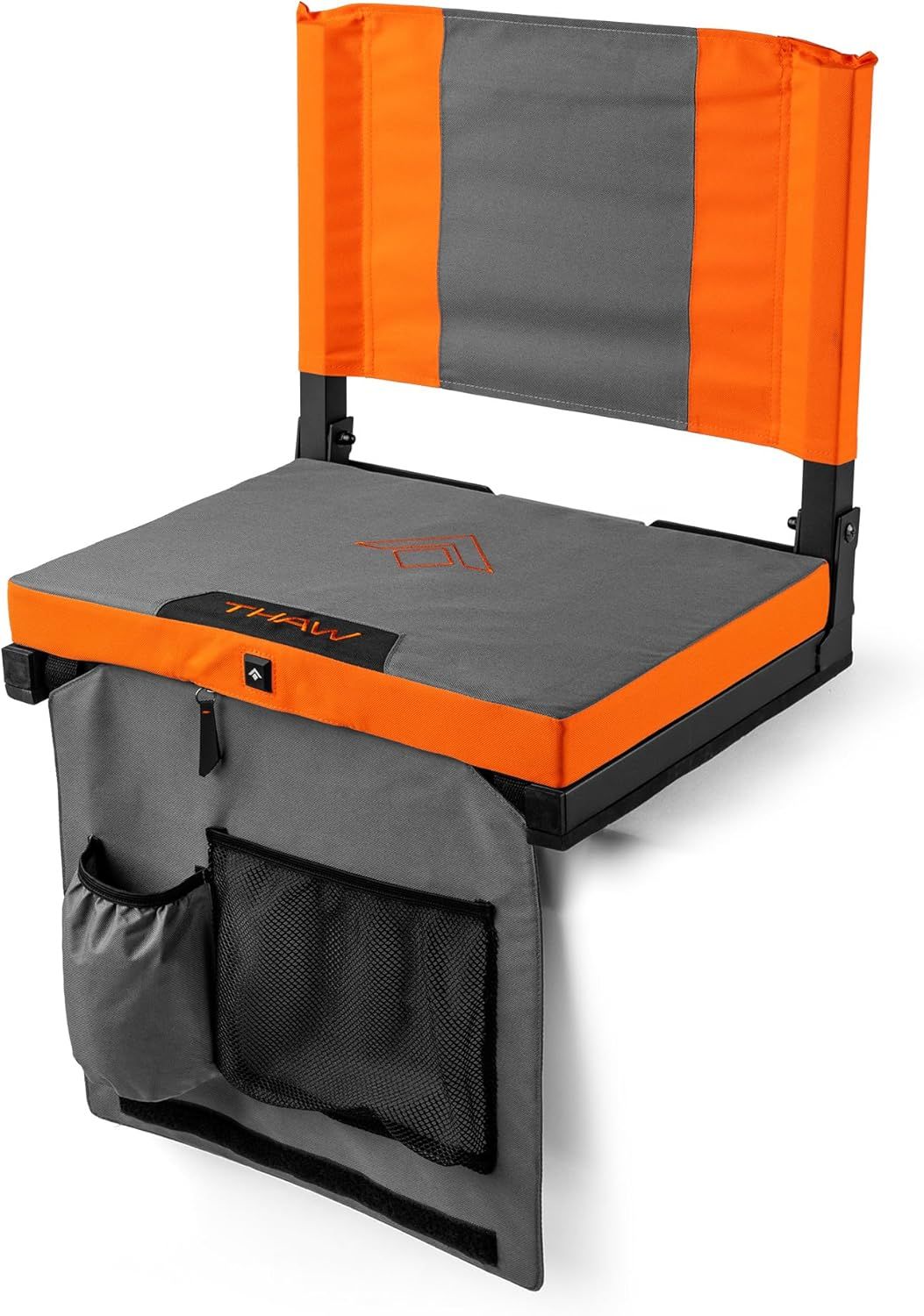 THAW Gray and Orange Heated Stadium Seat with Storage