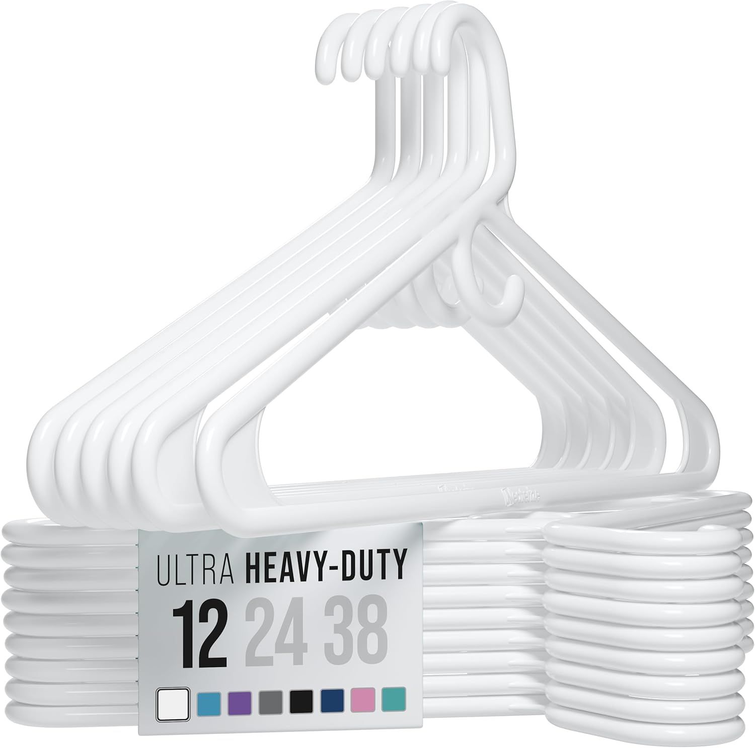 Ultra Heavy Duty White Plastic Suit Hangers, 12-Pack