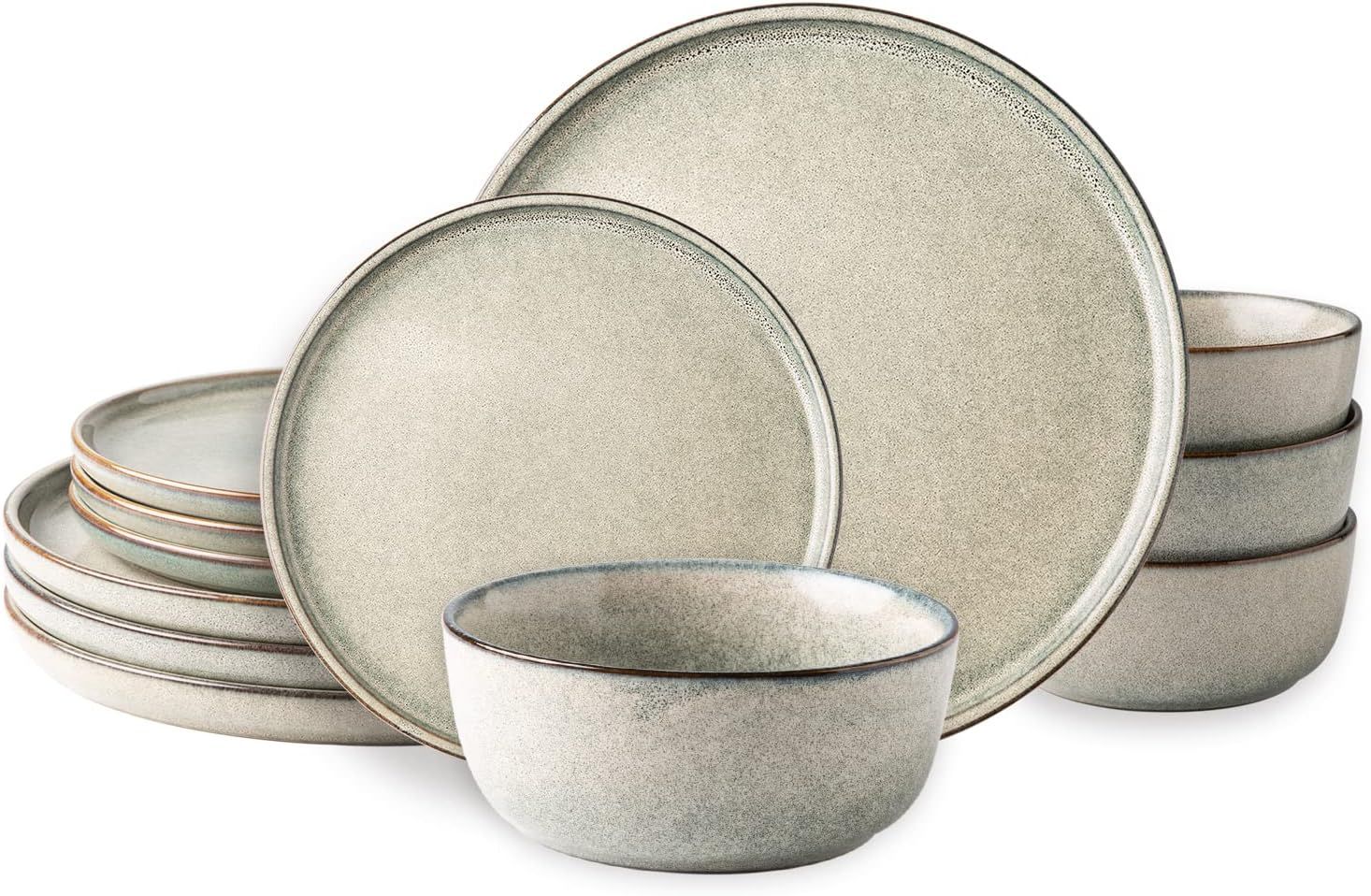 Reactive Glaze Gray Ceramic Dinnerware Set for 4