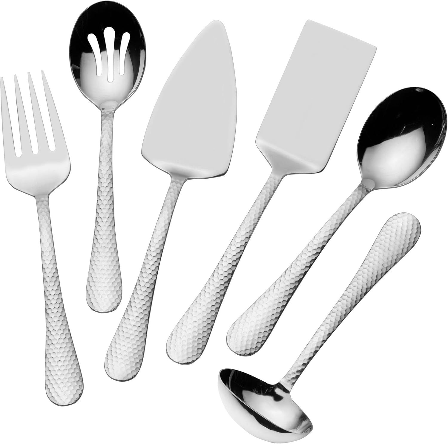 Stainless Steel Hammered Pattern 6-Piece Serving Set