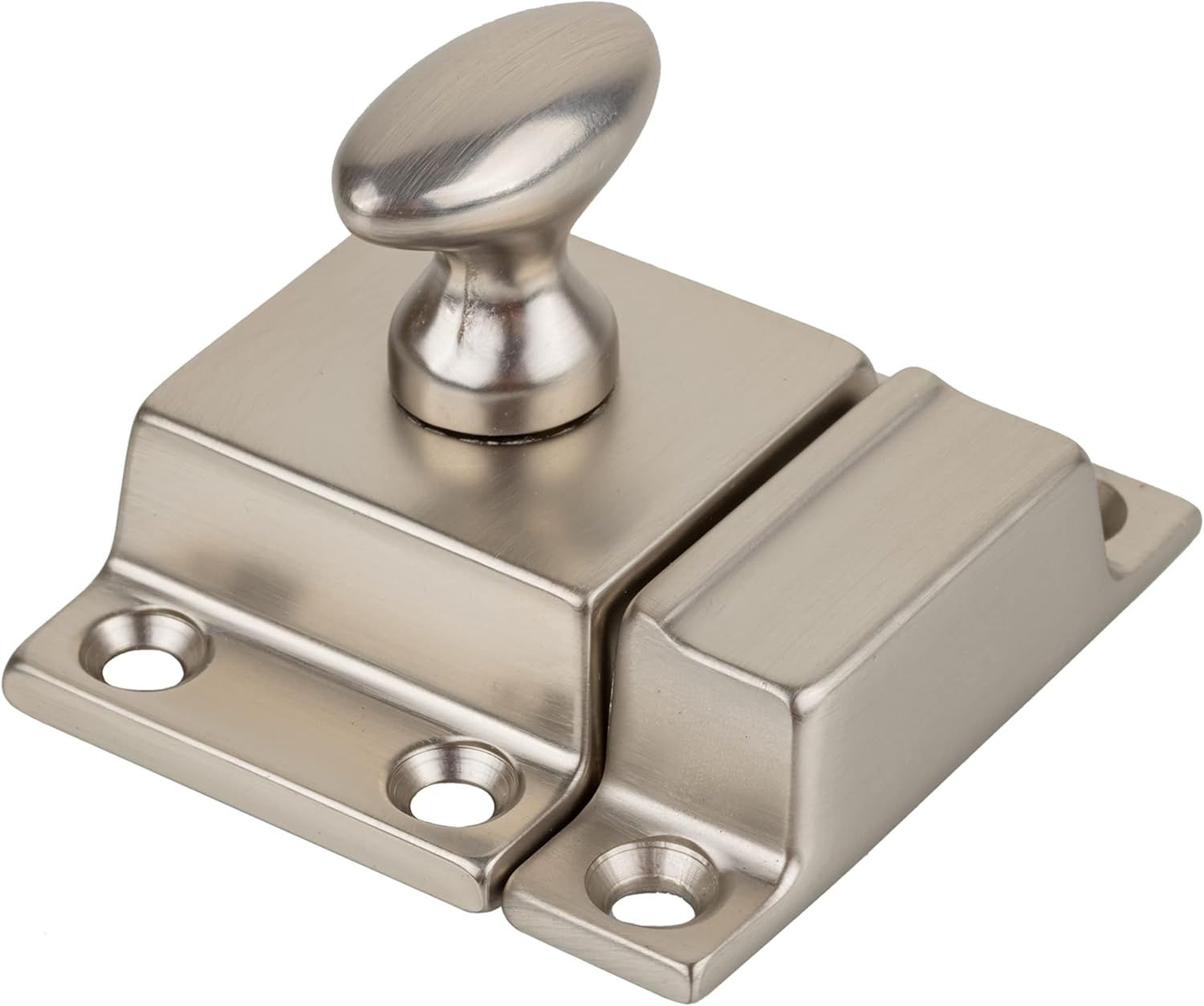 Small Brushed Nickel Oval Turn Cabinet Latch