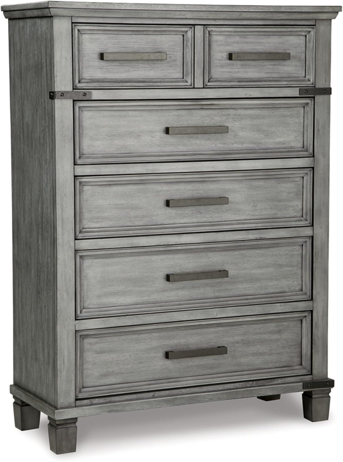 Gray Farmhouse 5-Drawer Chest with Dovetail Construction