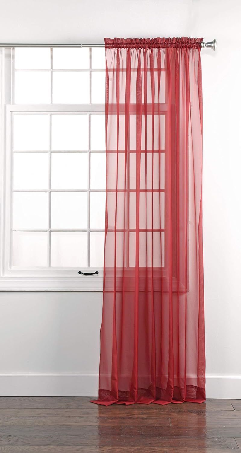 Claret Sheer Polyester Rod Pocket Window Curtain Panel