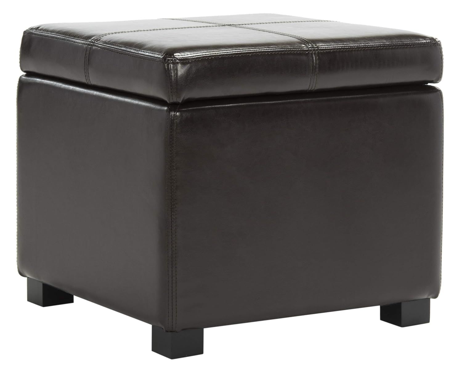 Elizabeth Black Beech Wood Leather Storage Ottoman