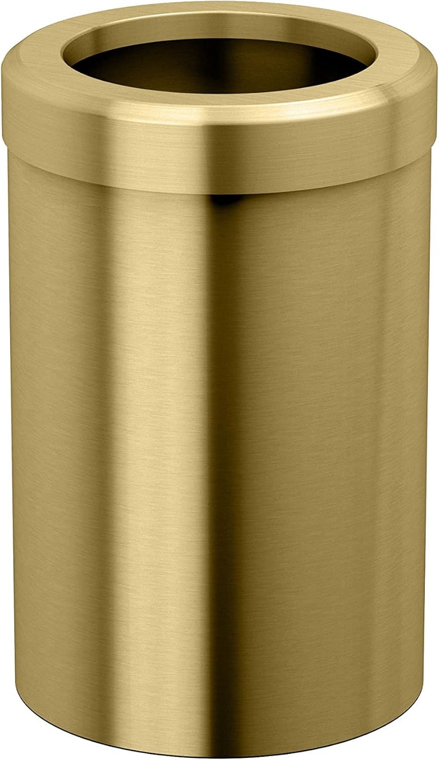 Gold Stainless Steel Round Bathroom Wastebasket with Removable Lid