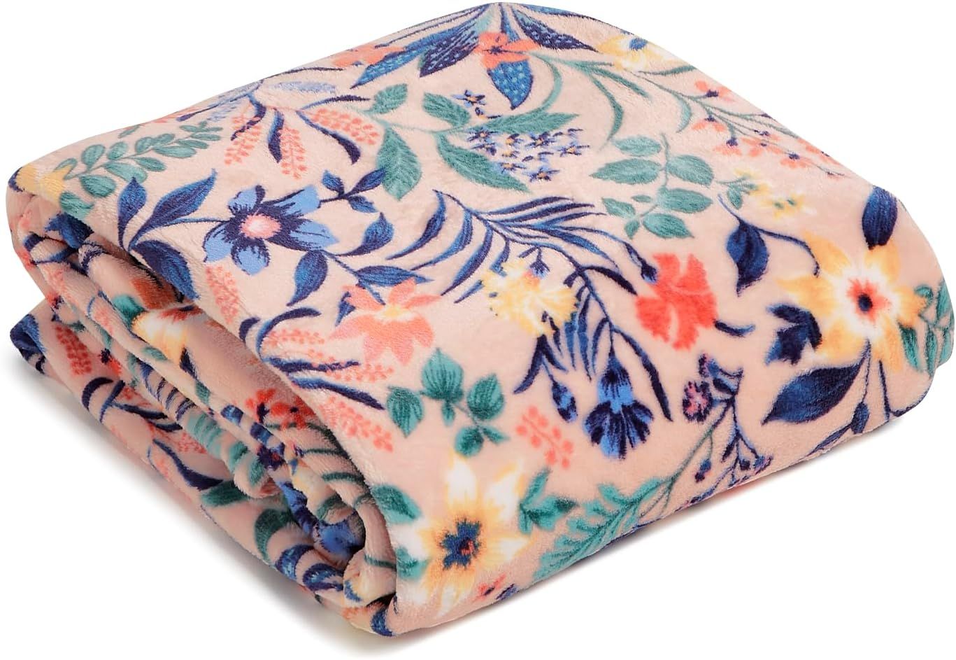 Paradise Coral Floral Fleece Throw Blanket