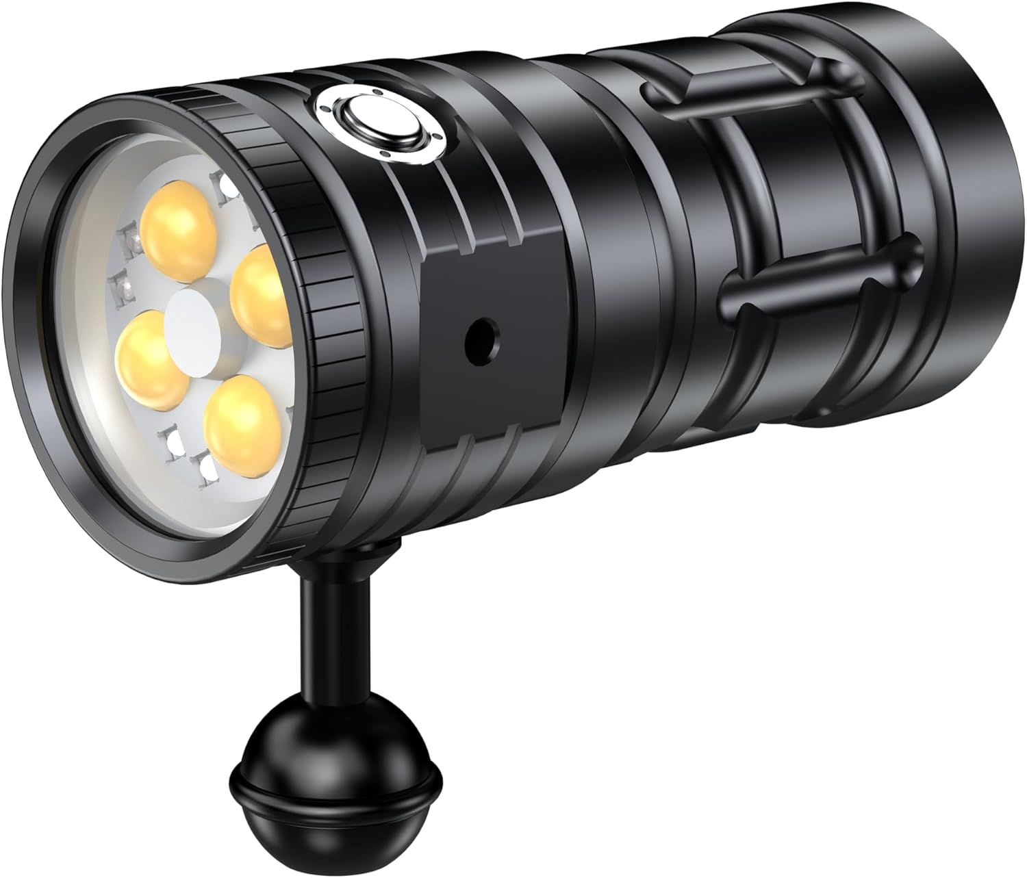 Black Aluminum 100M Waterproof LED Diving Flashlight with Type-C Charging