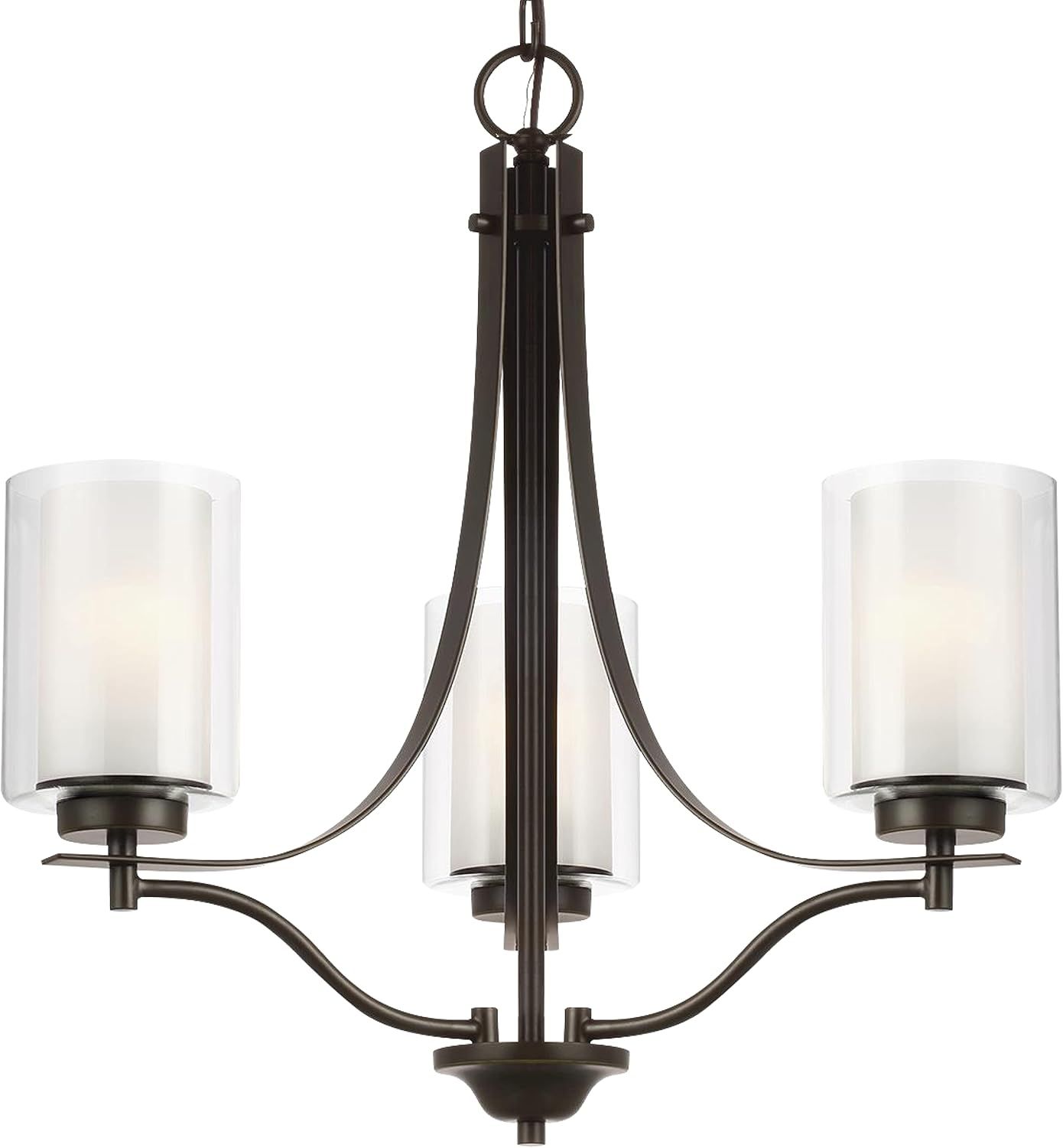 Elmwood Park Mini 3-Light Bronze Chandelier with Satin Etched Glass