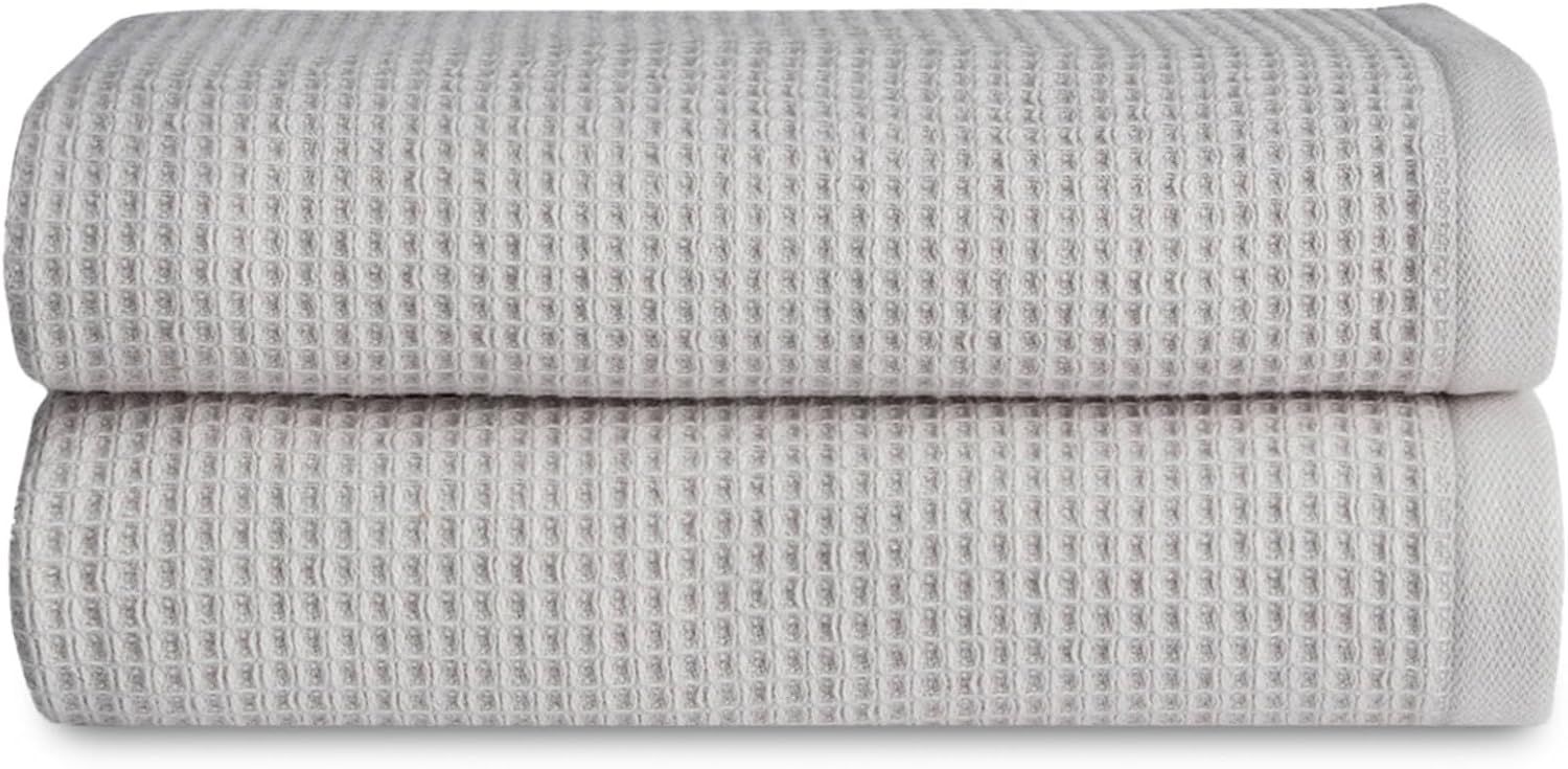 Light Grey Waffle Hand Towels in Cotton and Bamboo