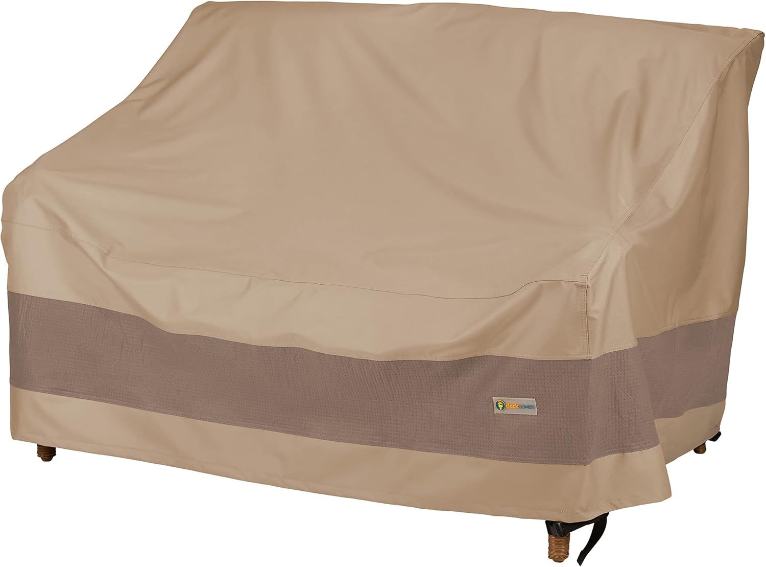 Elegant Tan Polyester Patio Loveseat Cover with Snaps