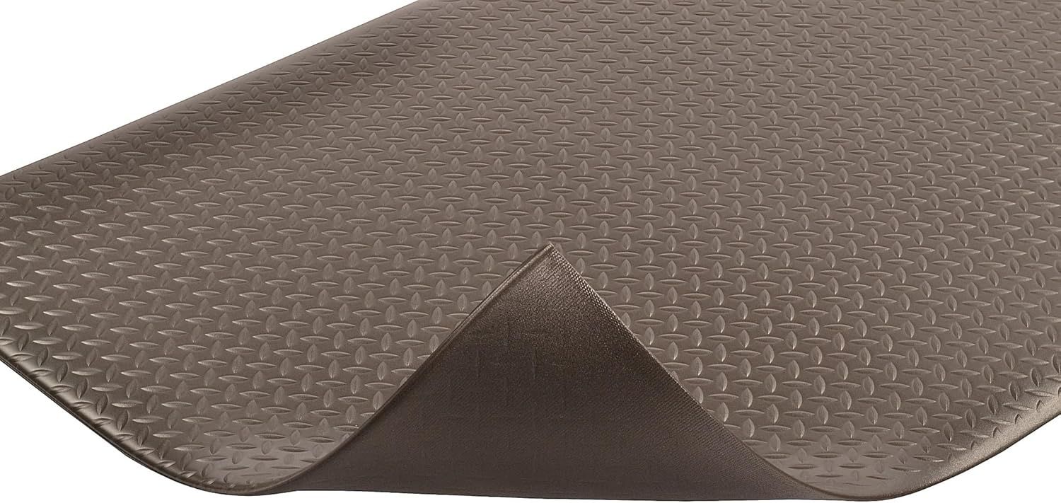 Black 5ft Closed Cell PVC Foam Antifatigue Mat with Diamond Plate Pattern