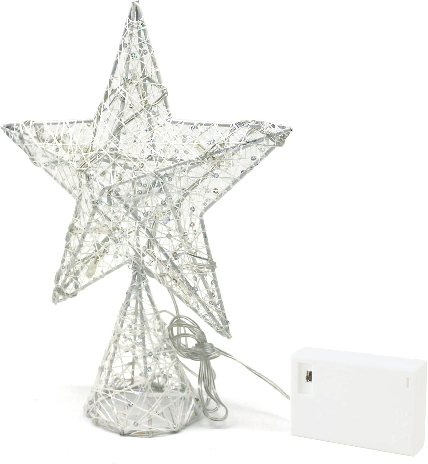 White LED Star Tree Topper with Timer, 8 x 10 Inch