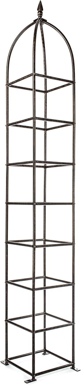 Tall Charcoal Brown Iron Garden Trellis with Powder Coated Finish