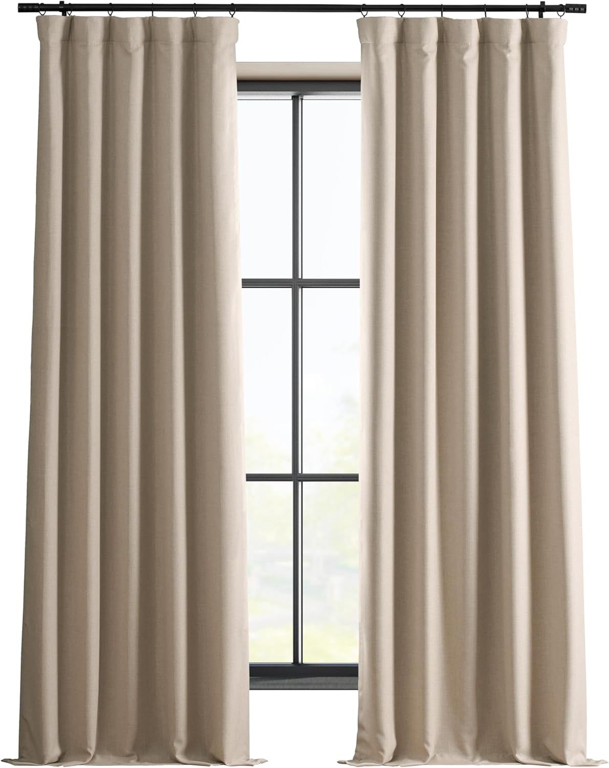 Safari Tan Faux Linen Blackout Window Panel - 50" W x 84" L