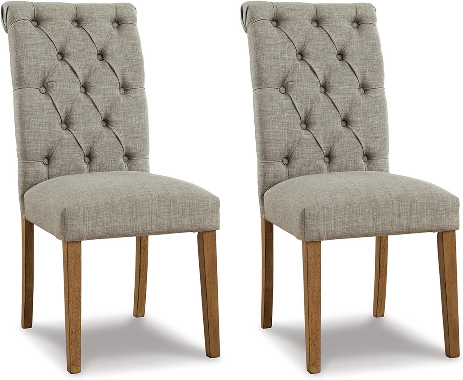 Harvina Light Gray Upholstered Button-Tufted Side Chair