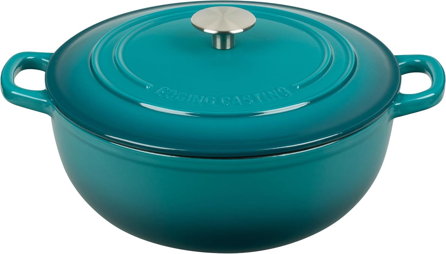 Darkcyan Enameled Cast Iron Round Dutch Oven with Lid, 5 Quart