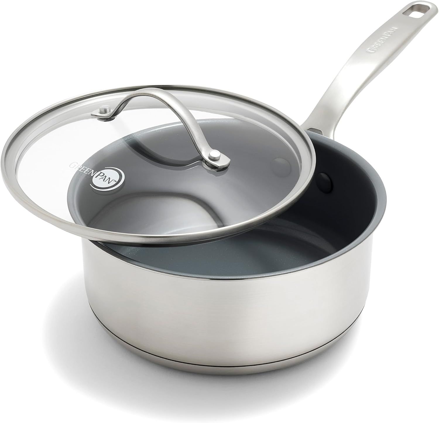 Stainless Steel 2.1QT Ceramic Nonstick Saucepan with Lid