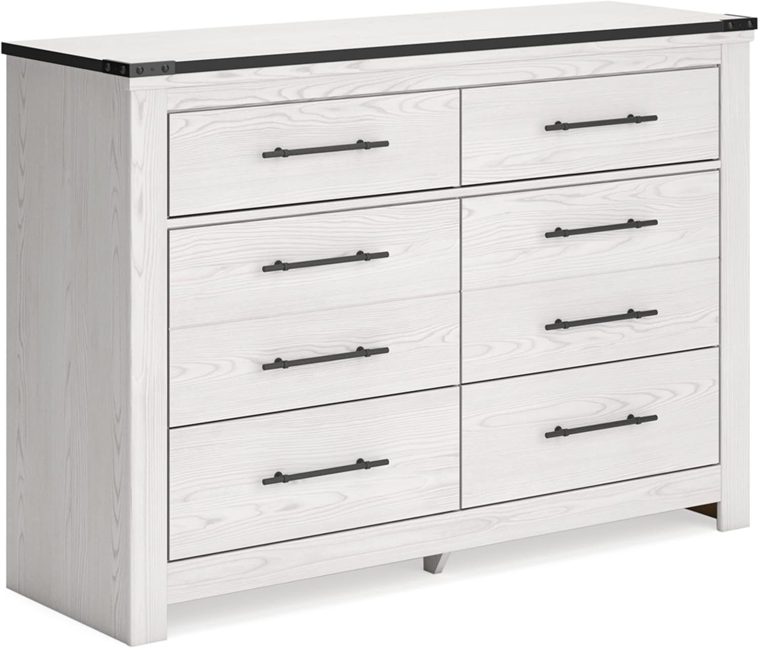 White Farmhouse Double Dresser with Pewter Handles