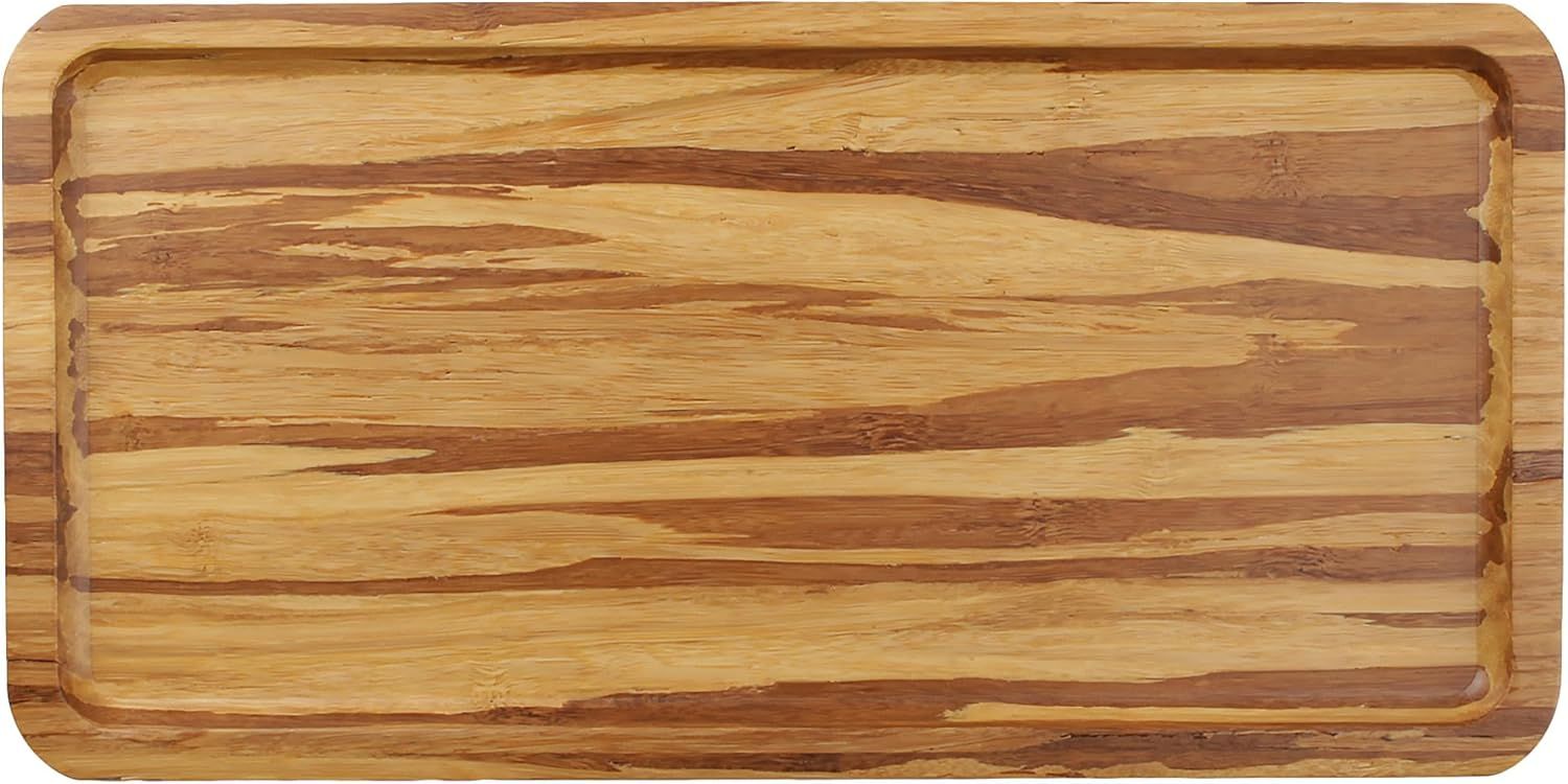 Rectangular Tiger Stripe Bamboo Serving Tray 11 x 5.5