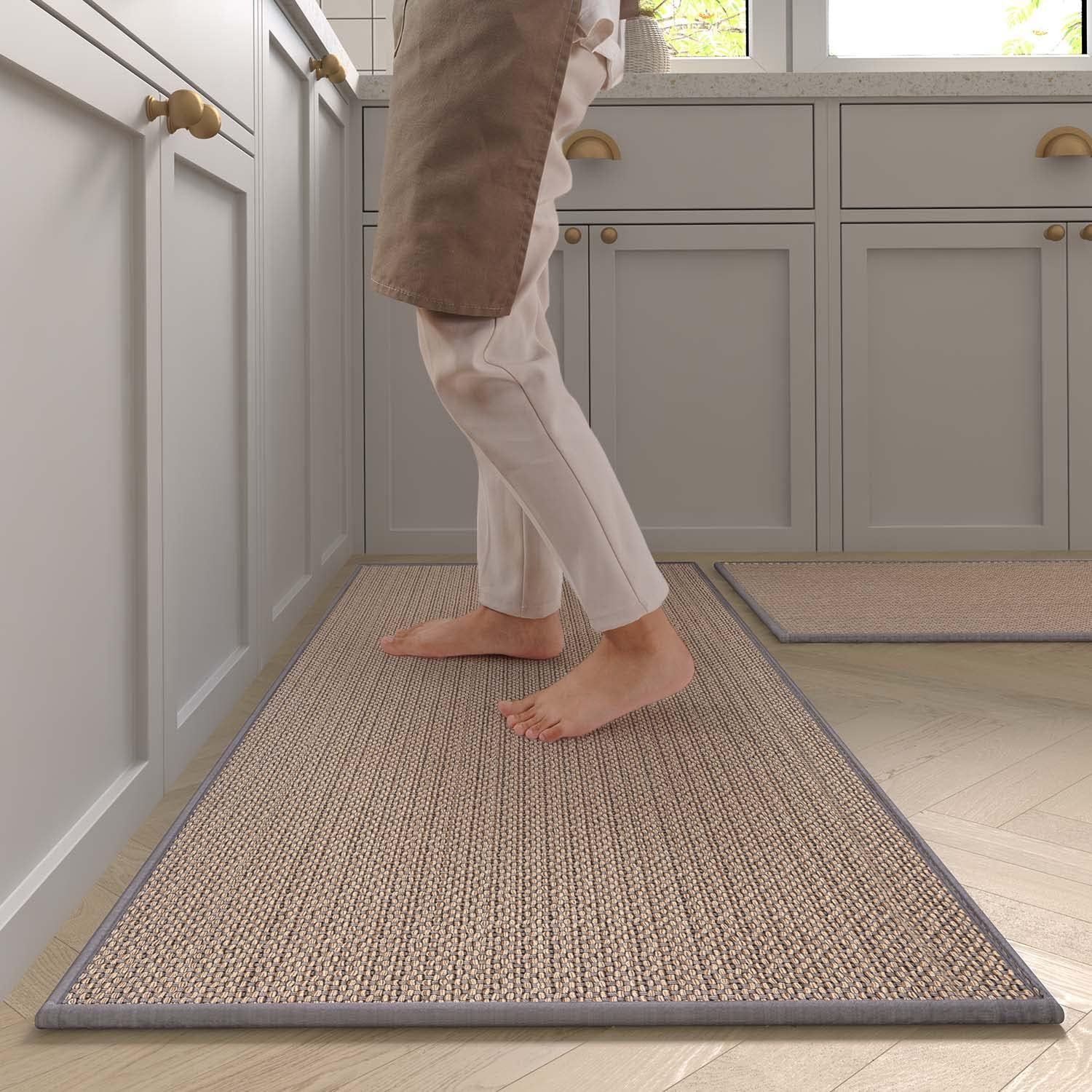 Gray Washable Non-Slip Synthetic Runner Rug Set