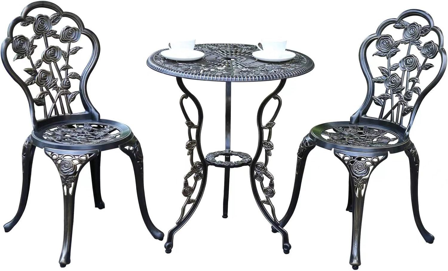 Antique Copper Cast Aluminum 3-Piece Bistro Set