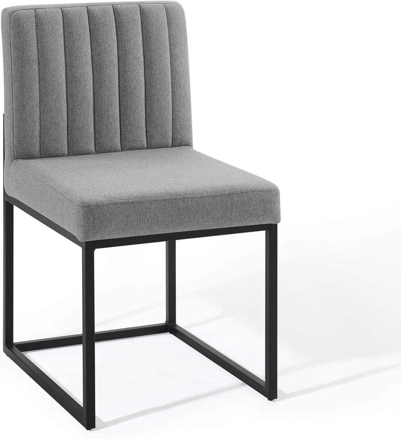 Black Light Gray Upholstered Metal and Wood Side Chair